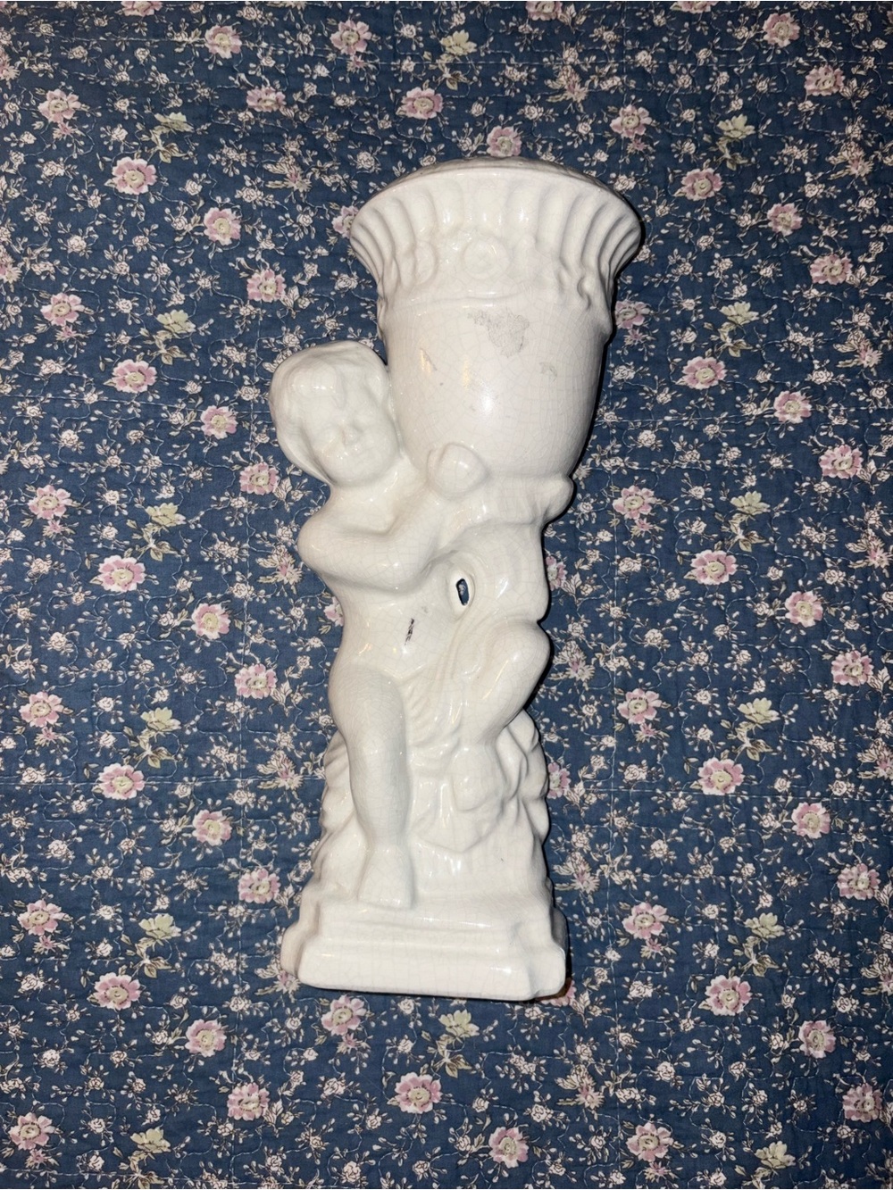 White Ceramic Cherub Vase/Planter - Classic Home Accent